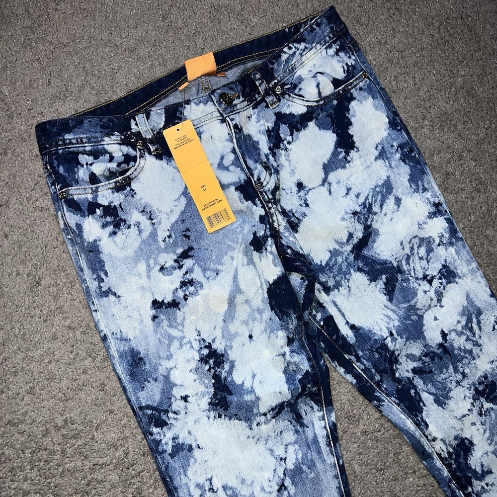 NWT Tory Burch Acid Wash Straight Leg Super Skinny Jeans 31x34 Low Rise Denim